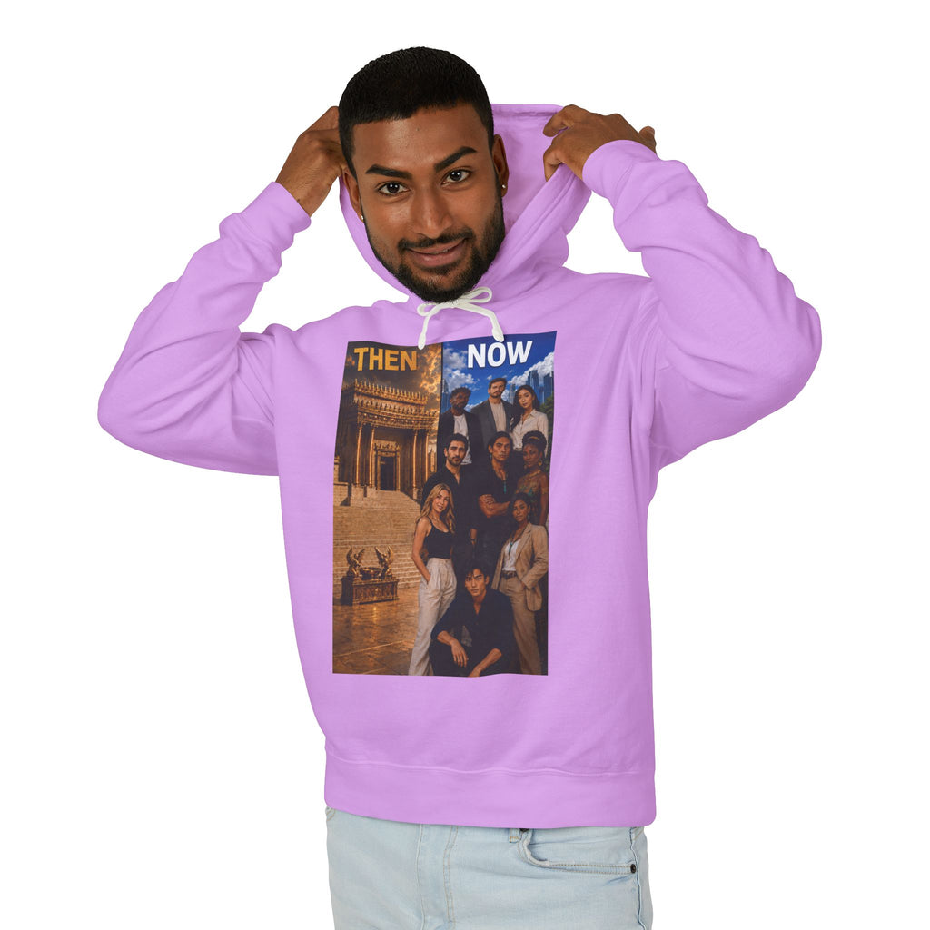 Then & Now Hoodie non-animated — 'You Are the Temple' 2 Corinthians 6:16 Christian Pullover