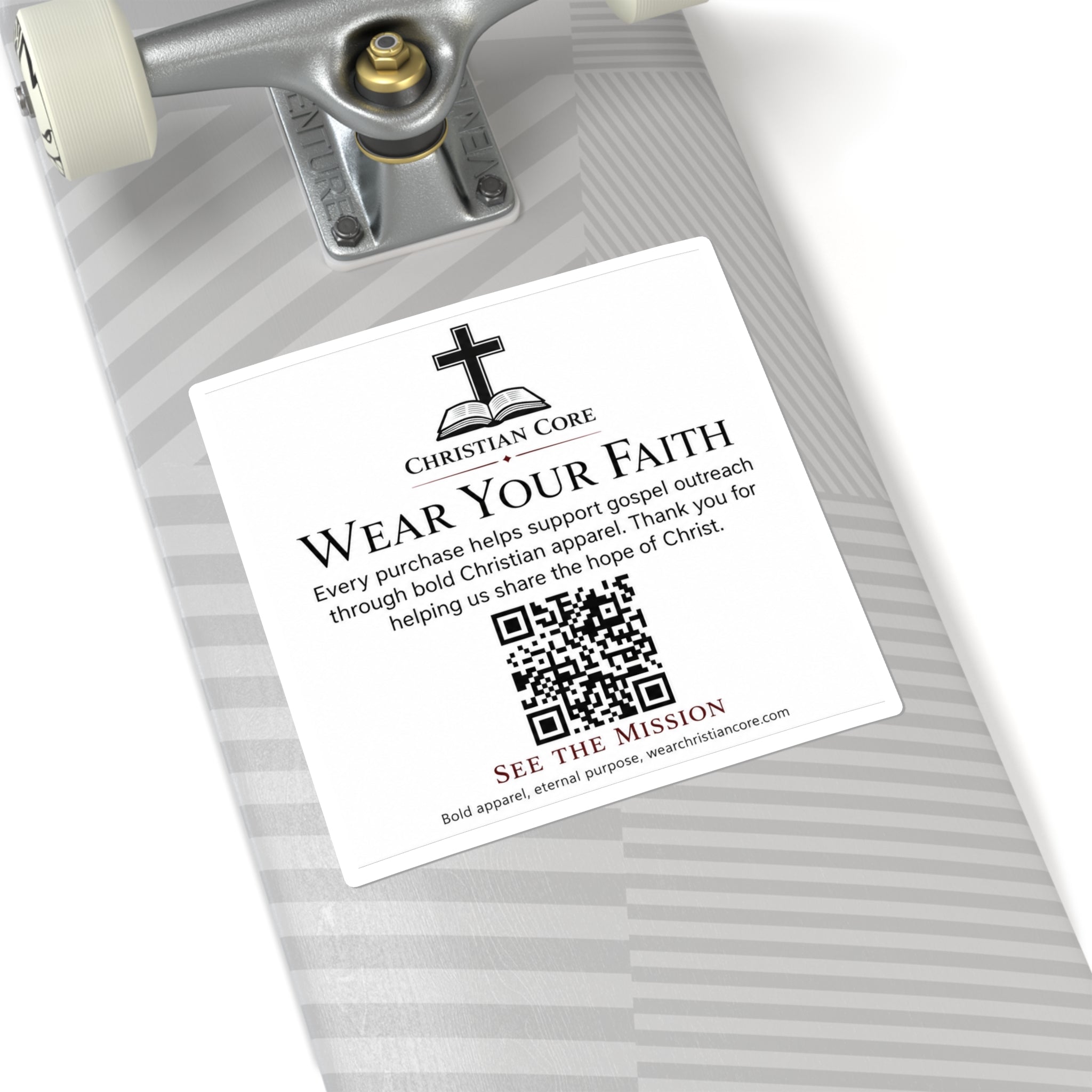 "Wear Your Faith" QR Mission Sticker —Christian Faith Square Sticker