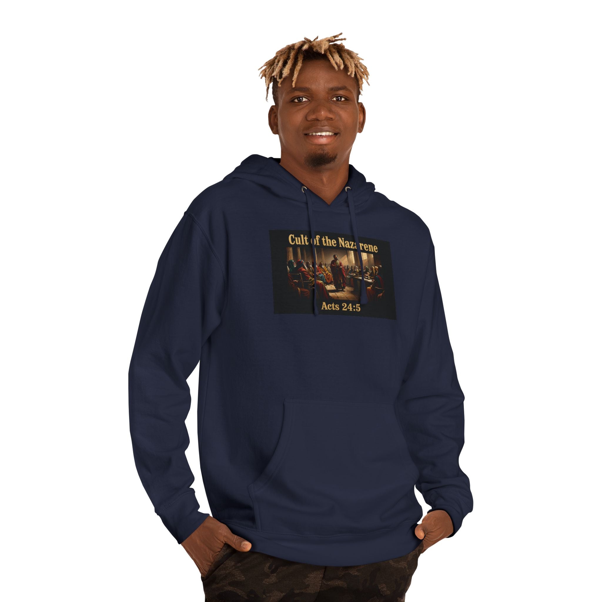 Christian Hoodie "Cult of the Nazarene" — Acts 24:5, Matthew 5:11 Verse Pullover multiple colors
