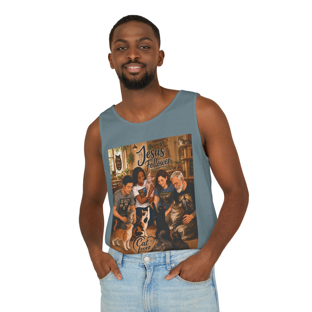 Jesus Follower Cat Lover Tank Top — Christian Pet Lover Graphic Tank