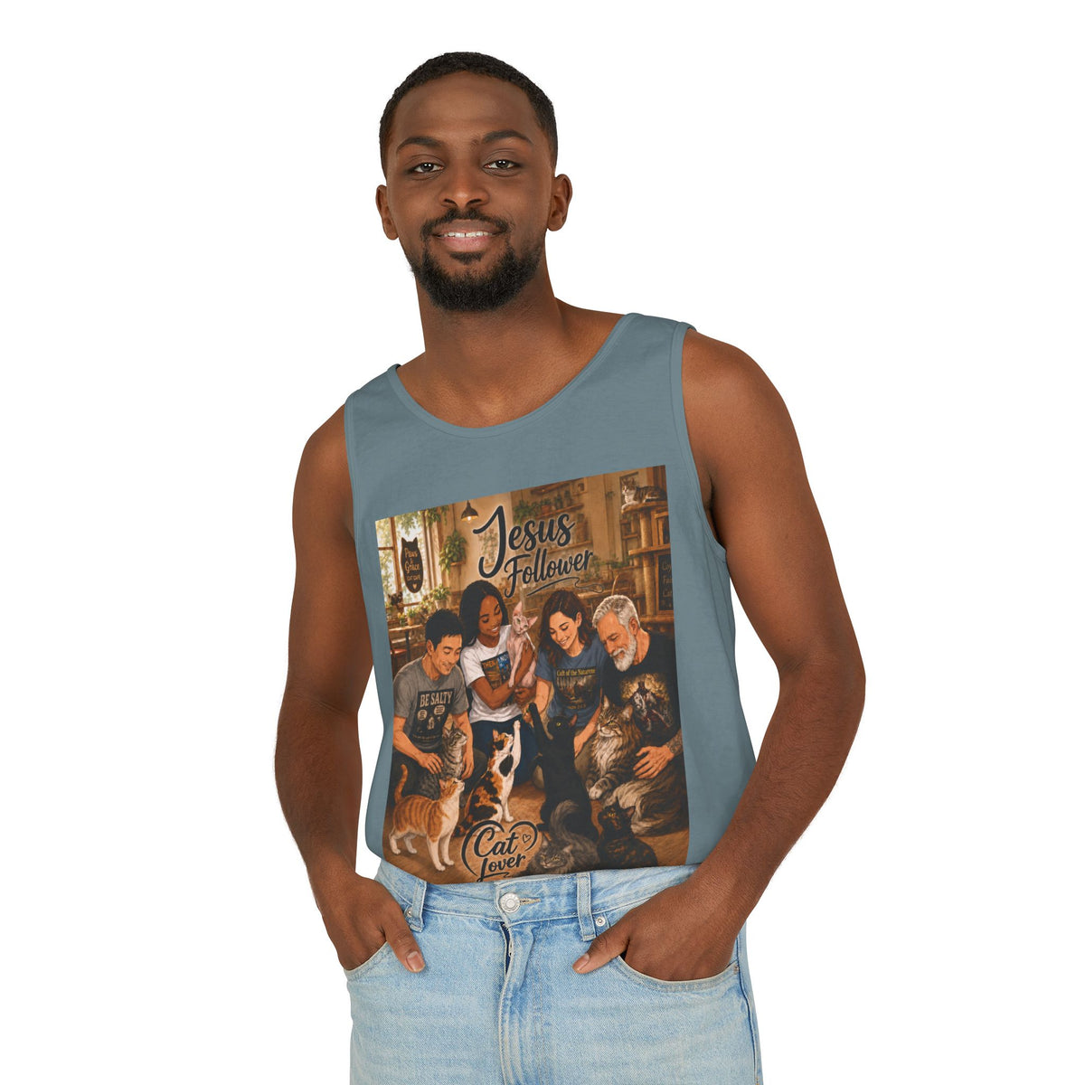 Jesus Follower Cat Lover Tank Top — Christian Pet Lover Graphic Tank