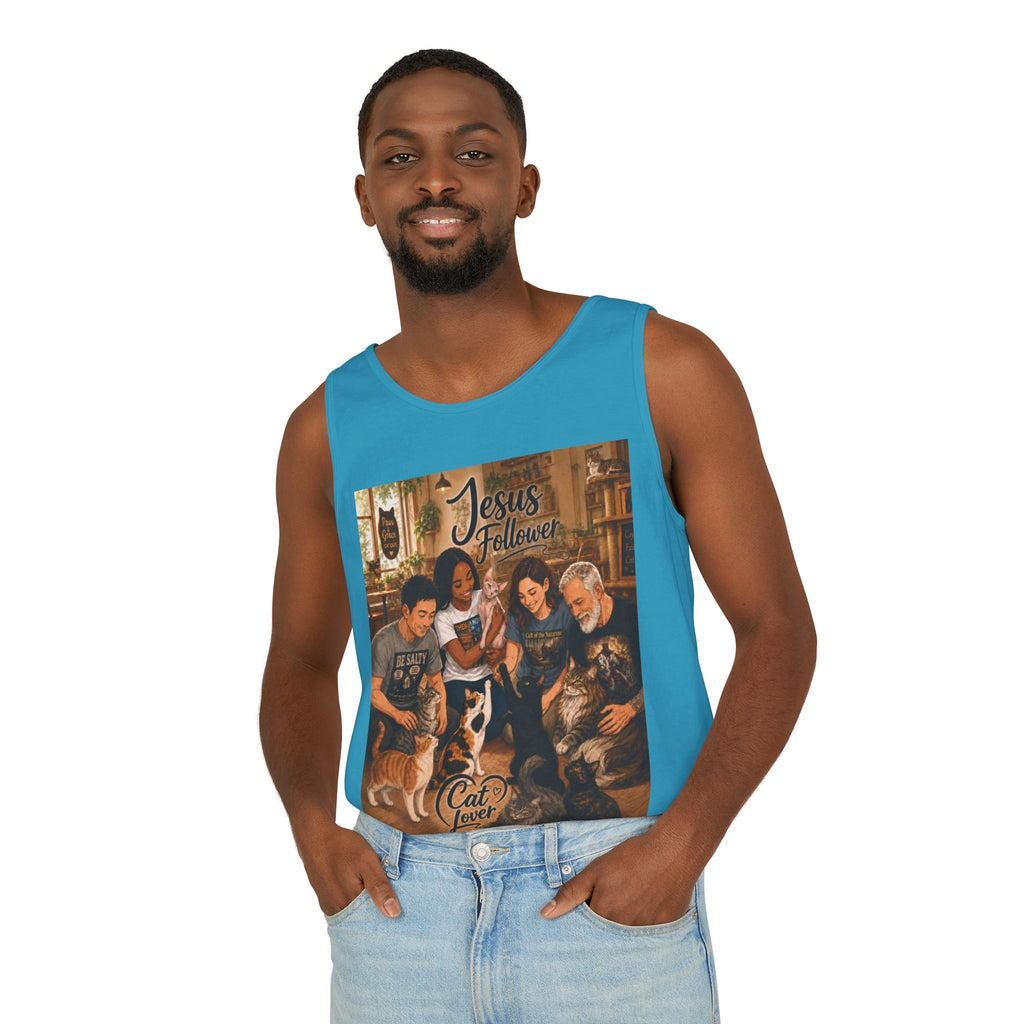 Jesus Follower Cat Lover Tank Top — Christian Pet Lover Graphic Tank