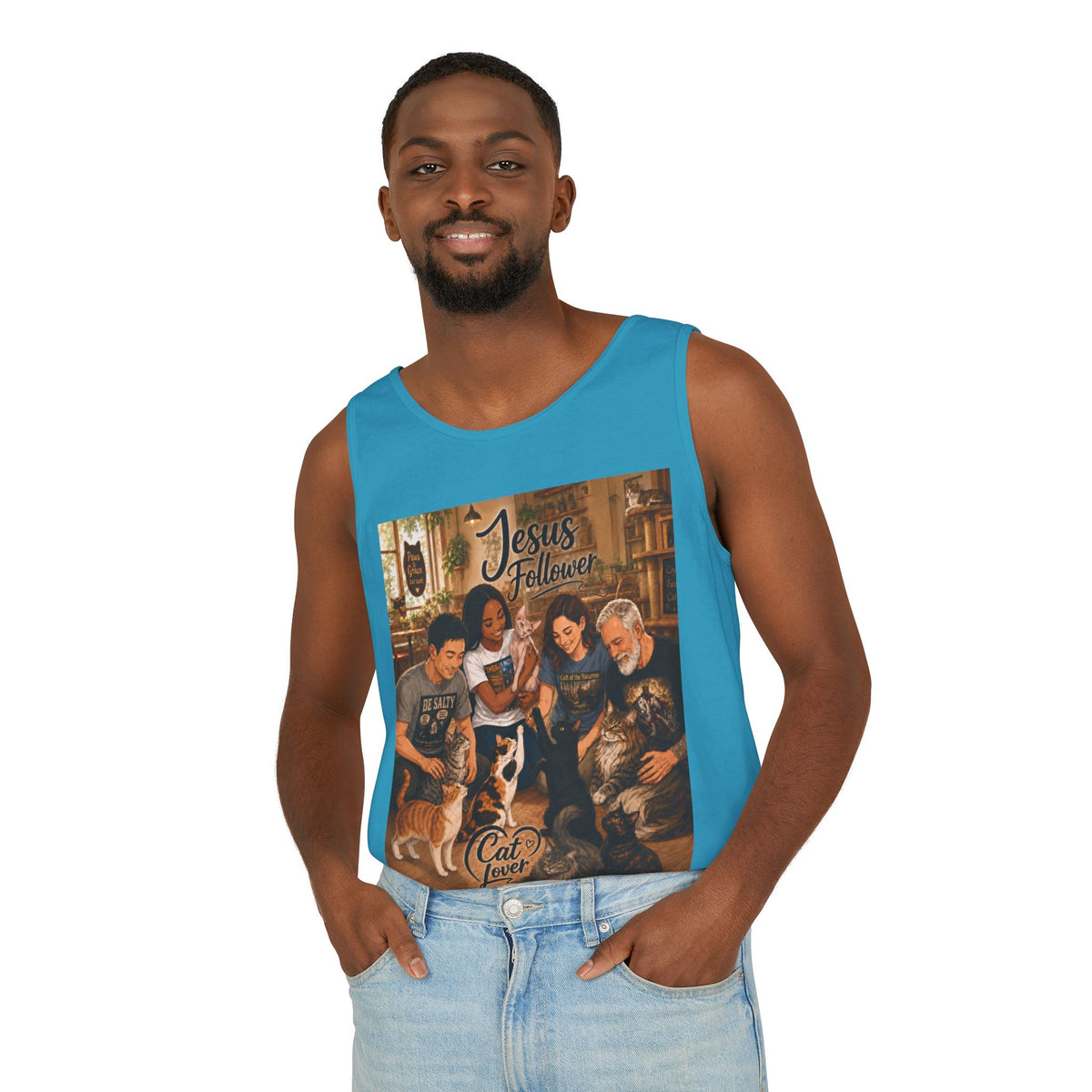 Jesus Follower Cat Lover Tank Top — Christian Pet Lover Graphic Tank