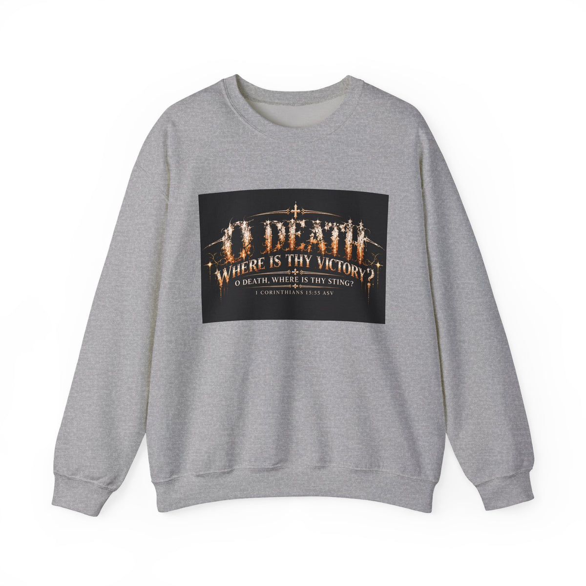 "O Death?" Holiday October Edition Crewneck sweatshirt Gothic Scripture Graphic