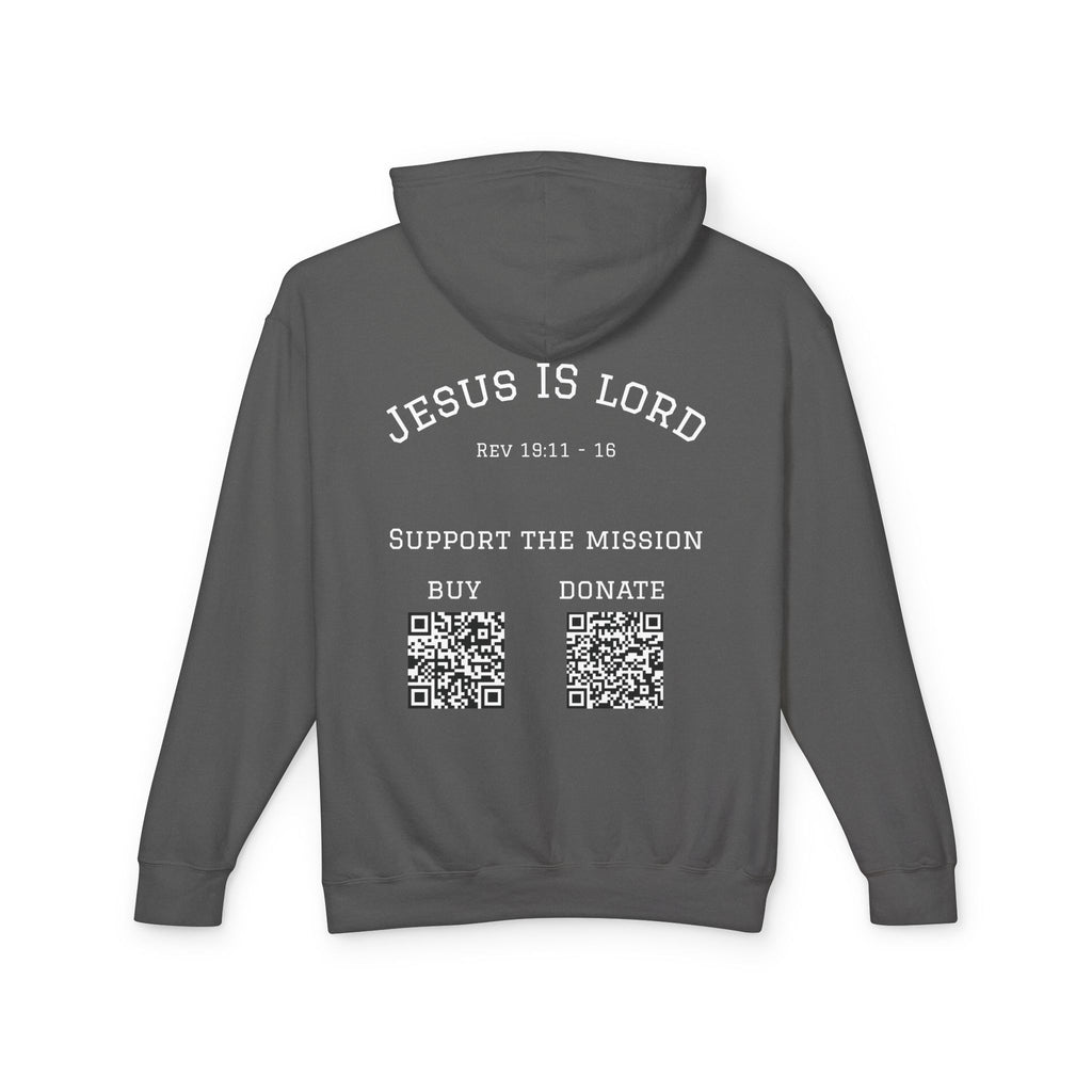 'Jesus Is Lord' Ad Variant Hoodie — with Revelation 19:11-16 Christian Graphic