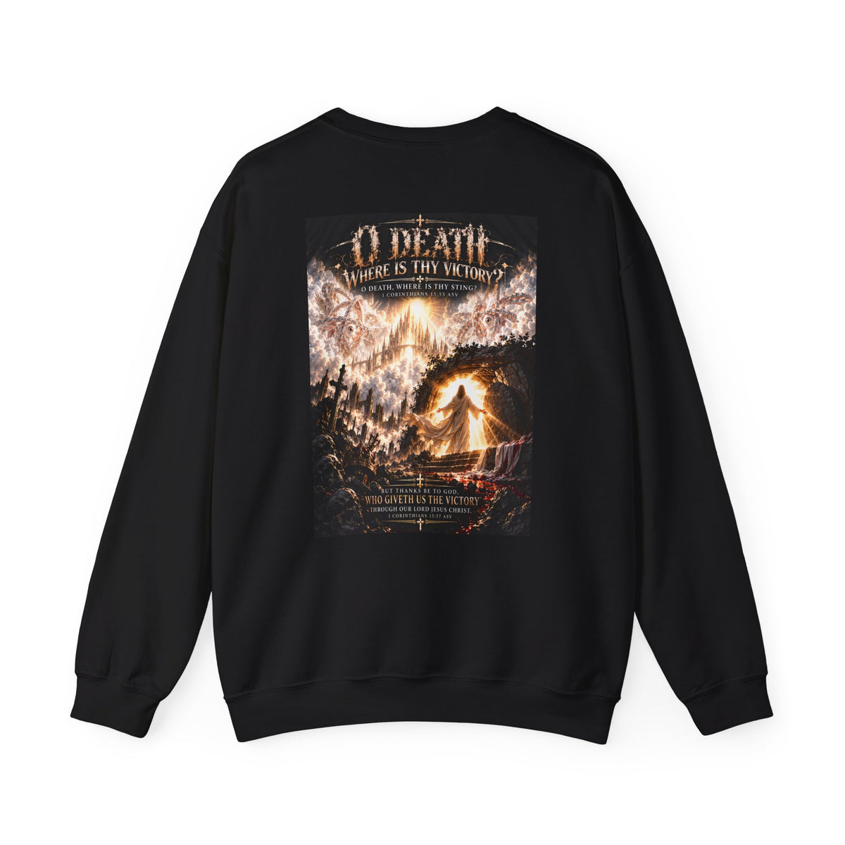 "O Death?" Holiday October Edition Crewneck sweatshirt Gothic Scripture Graphic