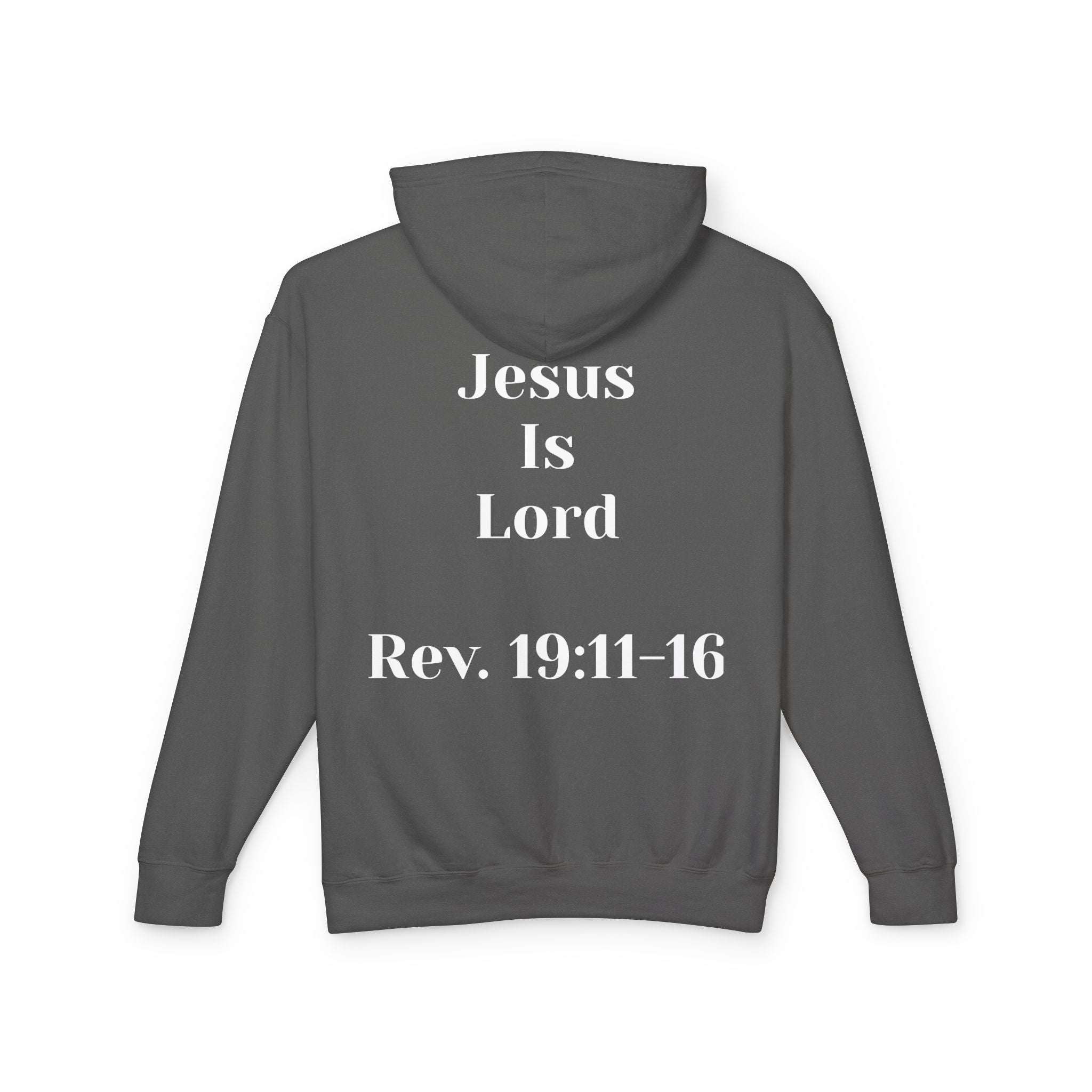 Christian Hoodie — 'Jesus Is Lord' with Revelation 19:11-16 Graphic