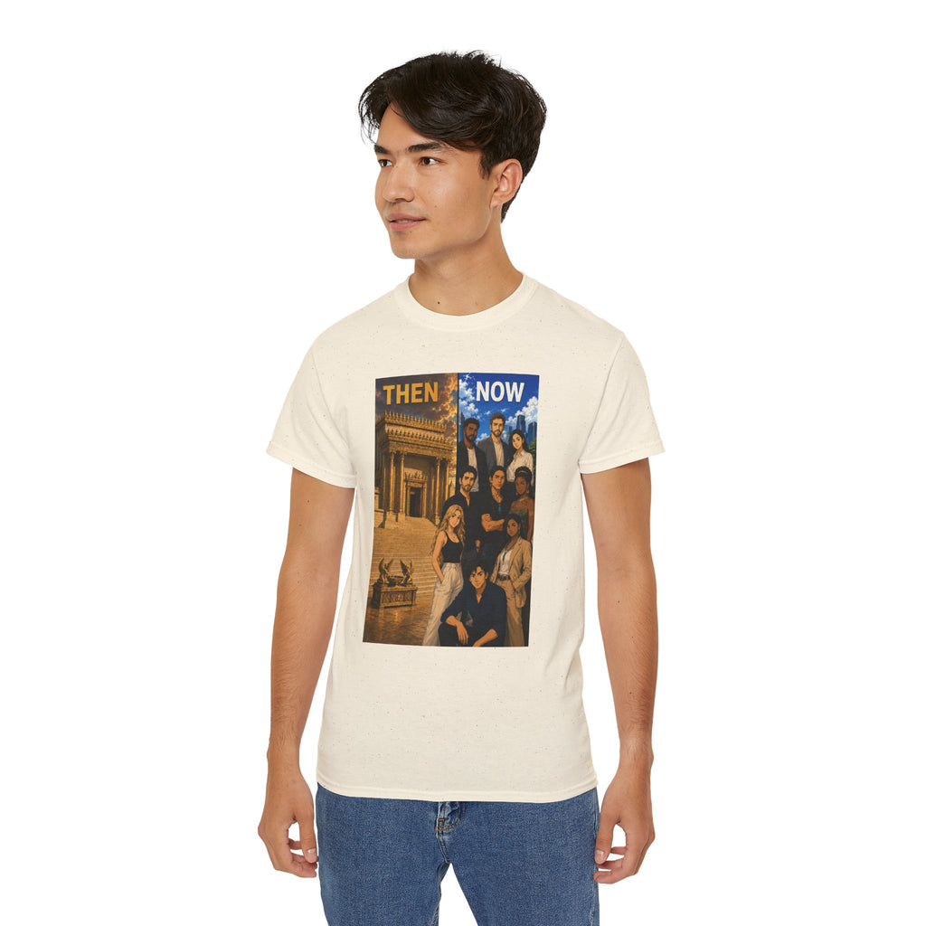 Then & Now Christian Graphic Tee — 2 Corinthians 6:16 Bible Verse Shirt