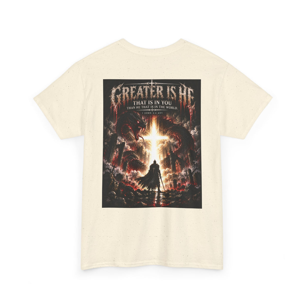 "Greater Is He" October Holliday line Edition Cross Faith Christian Graphic Tee - T-Shirt