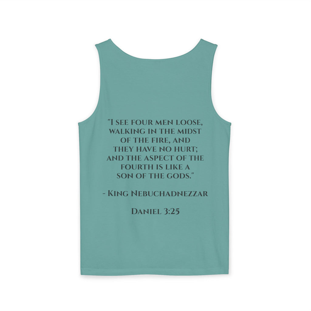 'Not Alone' Tank Top — Jesus with Four Men, Daniel 3:25 Scripture Tank