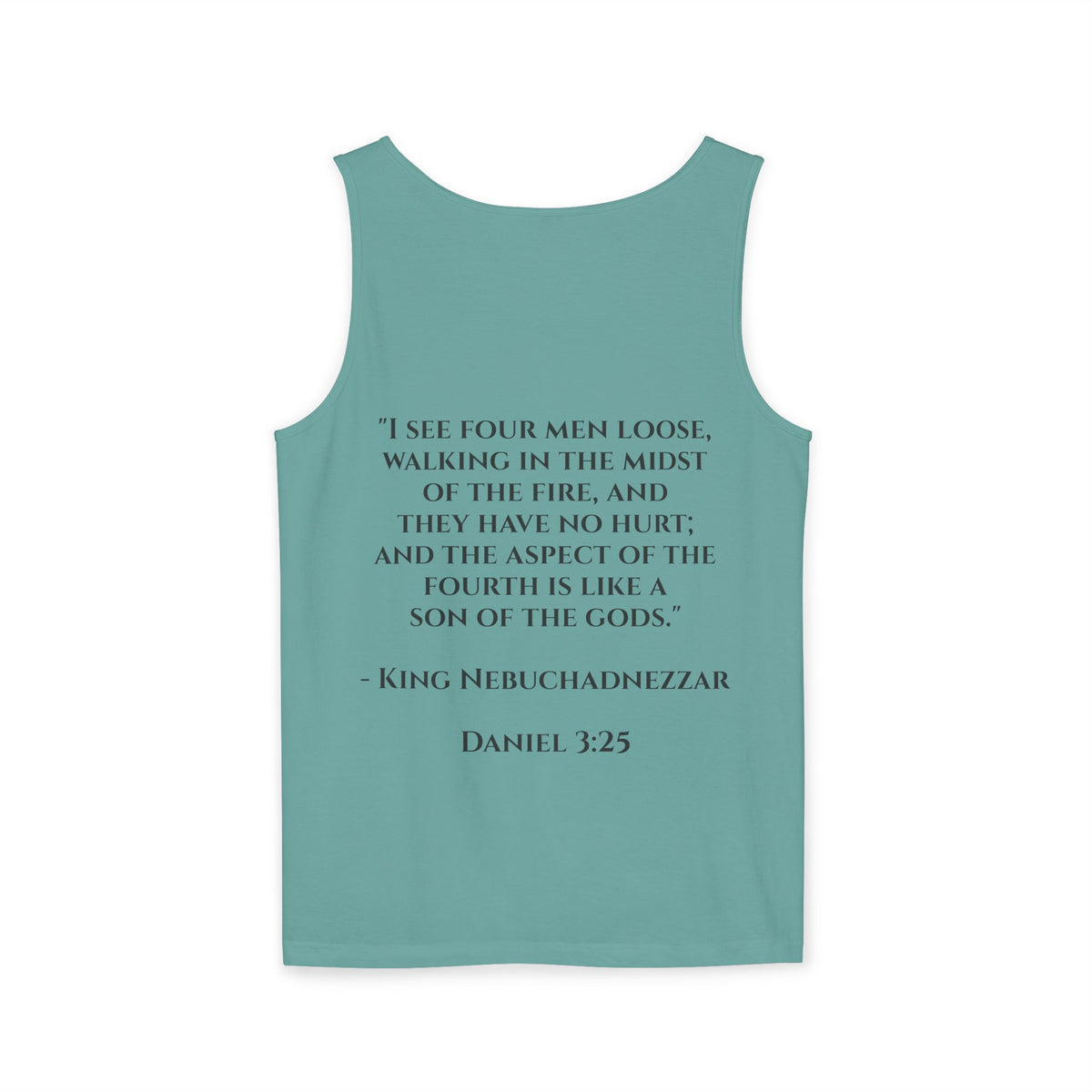 'Not Alone' Tank Top — Jesus with Four Men, Daniel 3:25 Scripture Tank