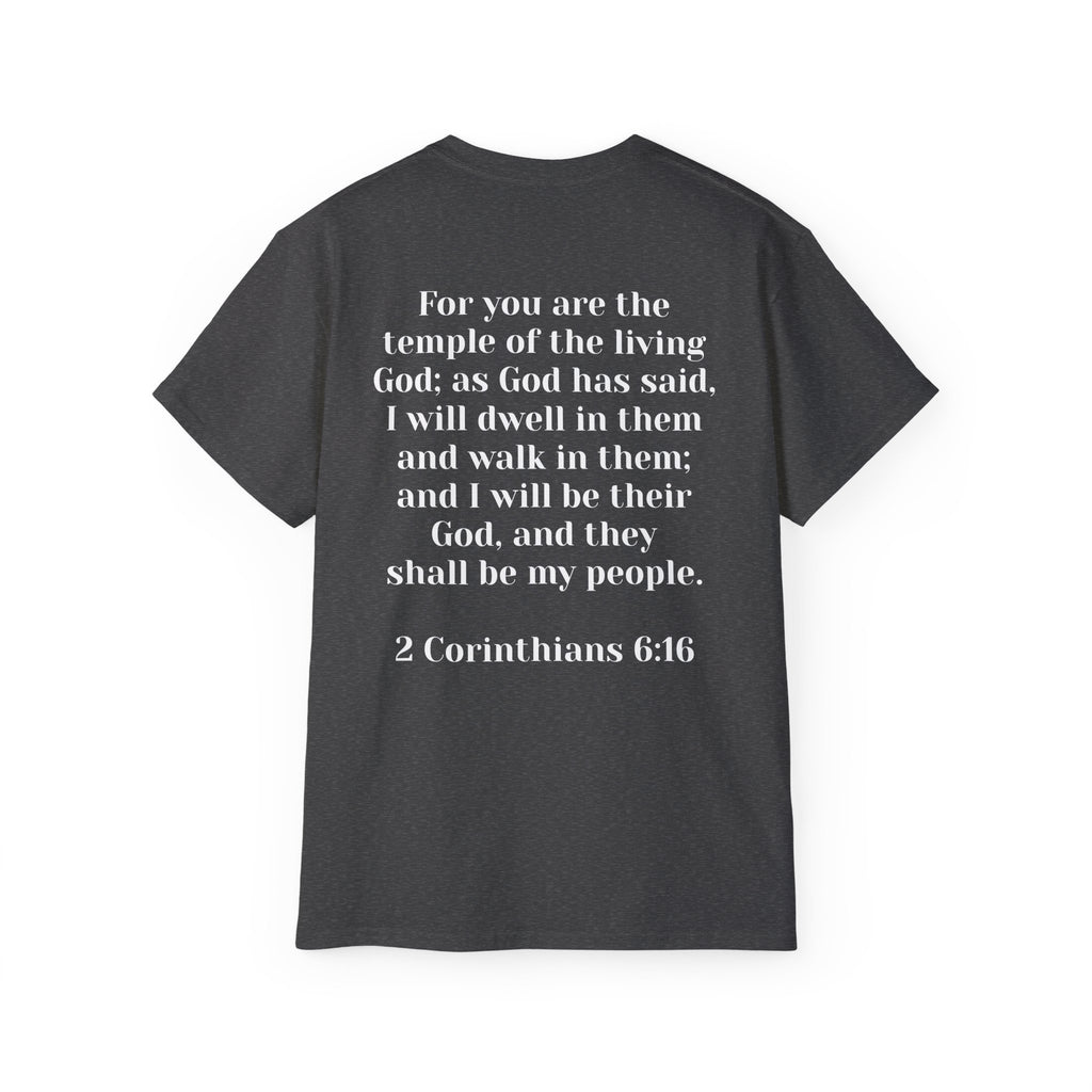 Then & Now non-animated Christian Graphic Tee — 2 Corinthians 6:16 Bible Verse Shirt
