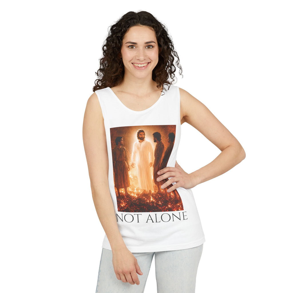 'Not Alone' Tank Top — Jesus with Four Men, Daniel 3:25 Scripture Tank
