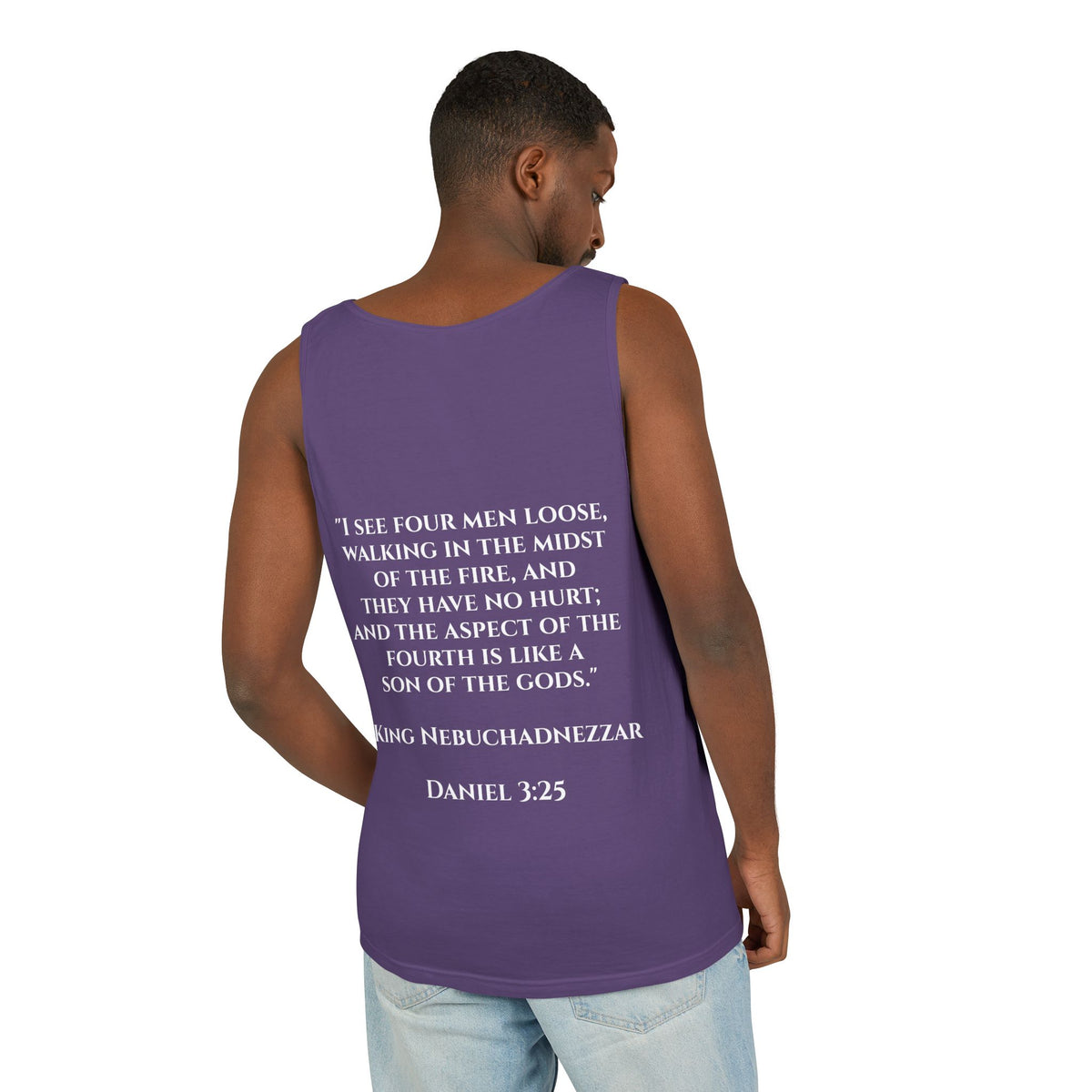 'Not Alone' Tank Top — Jesus with Four Men, Daniel 3:25 Scripture Tank