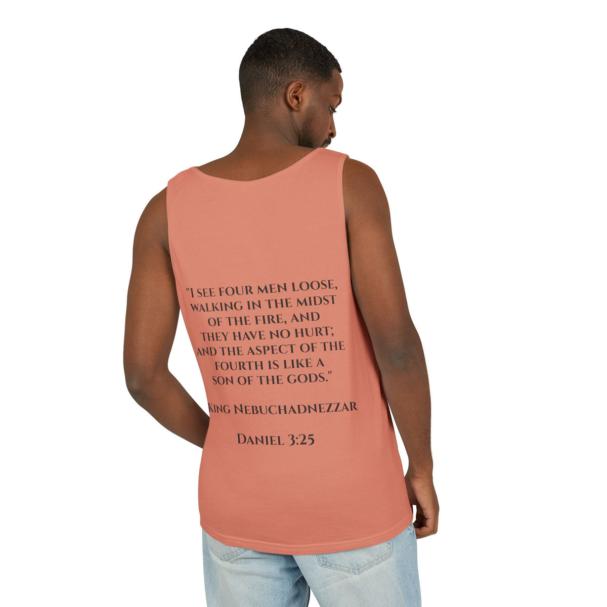 'Not Alone' Tank Top — Jesus with Four Men, Daniel 3:25 Scripture Tank