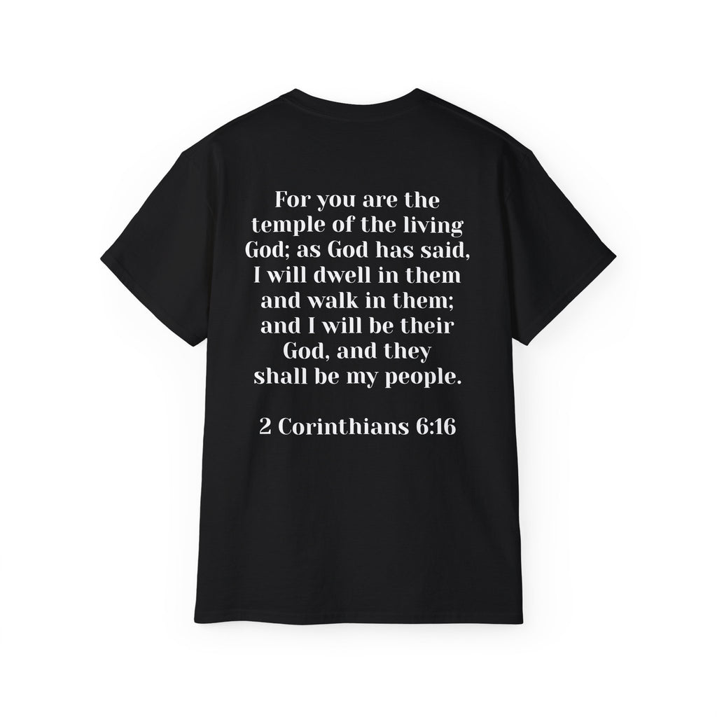 Then & Now non-animated Christian Graphic Tee — 2 Corinthians 6:16 Bible Verse Shirt