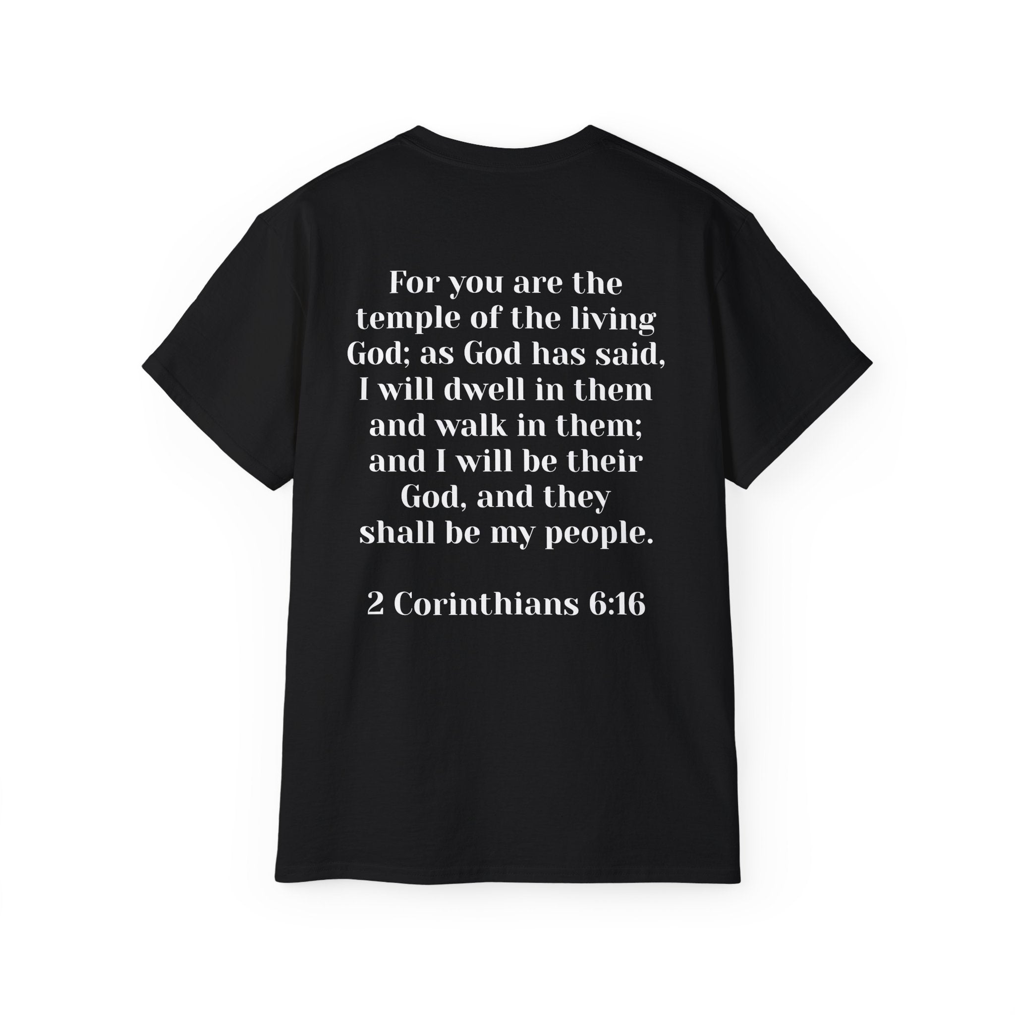 Then & Now non-animated Christian Graphic Tee — 2 Corinthians 6:16 Bible Verse Shirt