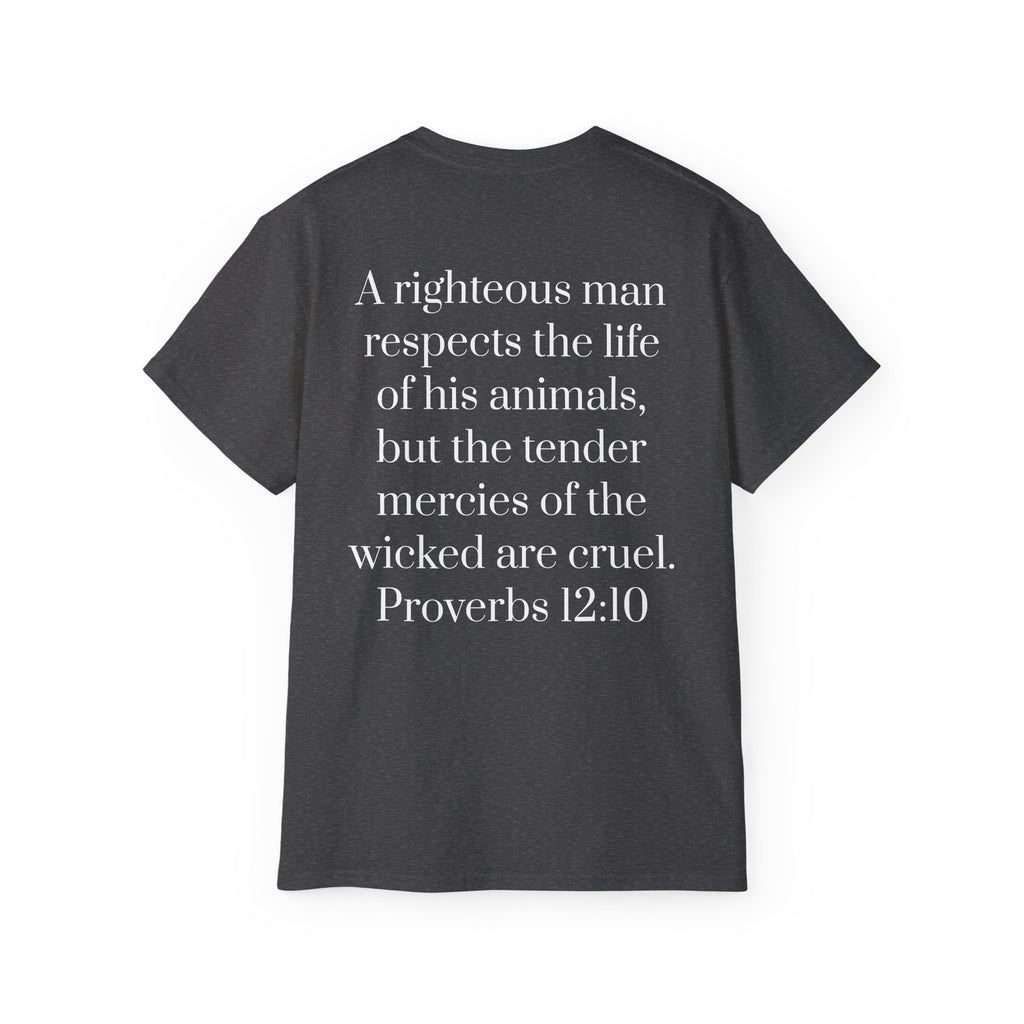 Jesus Follower Dog Lover T-Shirt — Proverbs 12:10 Dog adoption Faith Tee