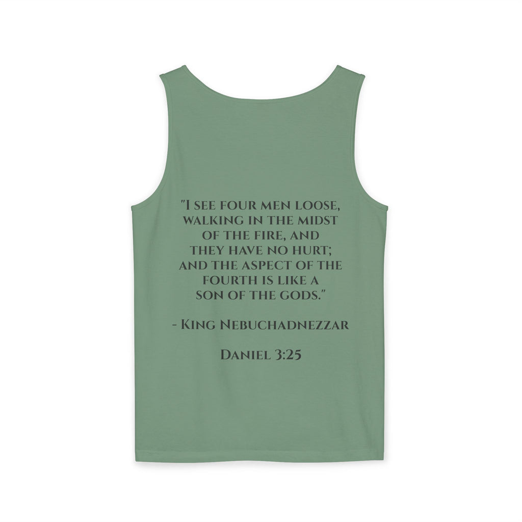 'Not Alone' Tank Top — Jesus with Four Men, Daniel 3:25 Scripture Tank