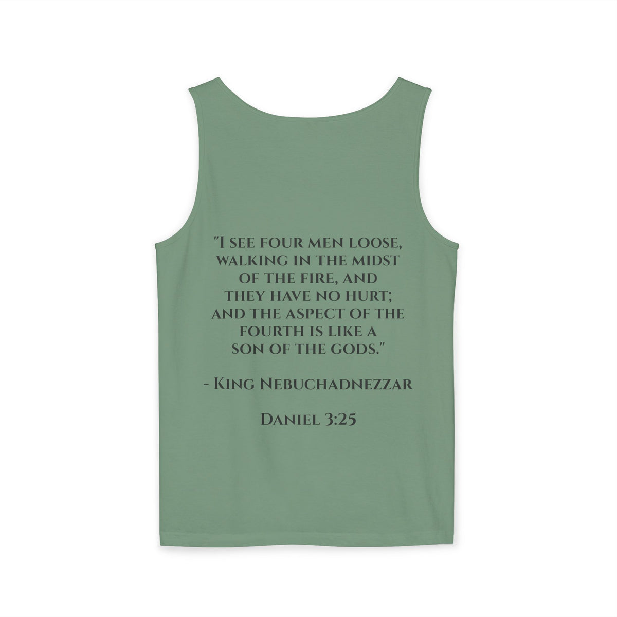 'Not Alone' Tank Top — Jesus with Four Men, Daniel 3:25 Scripture Tank