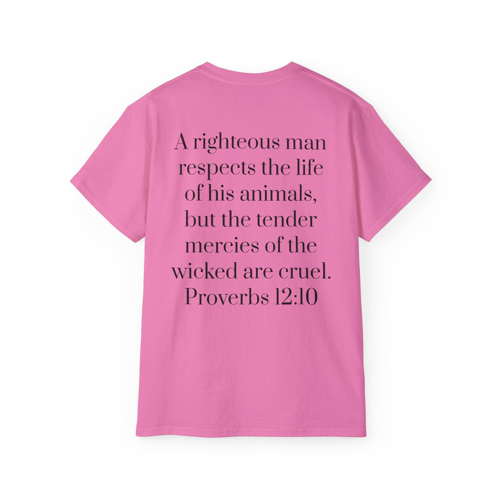 Jesus Follower Dog Lover T-Shirt — Proverbs 12:10 Dog adoption Faith Tee