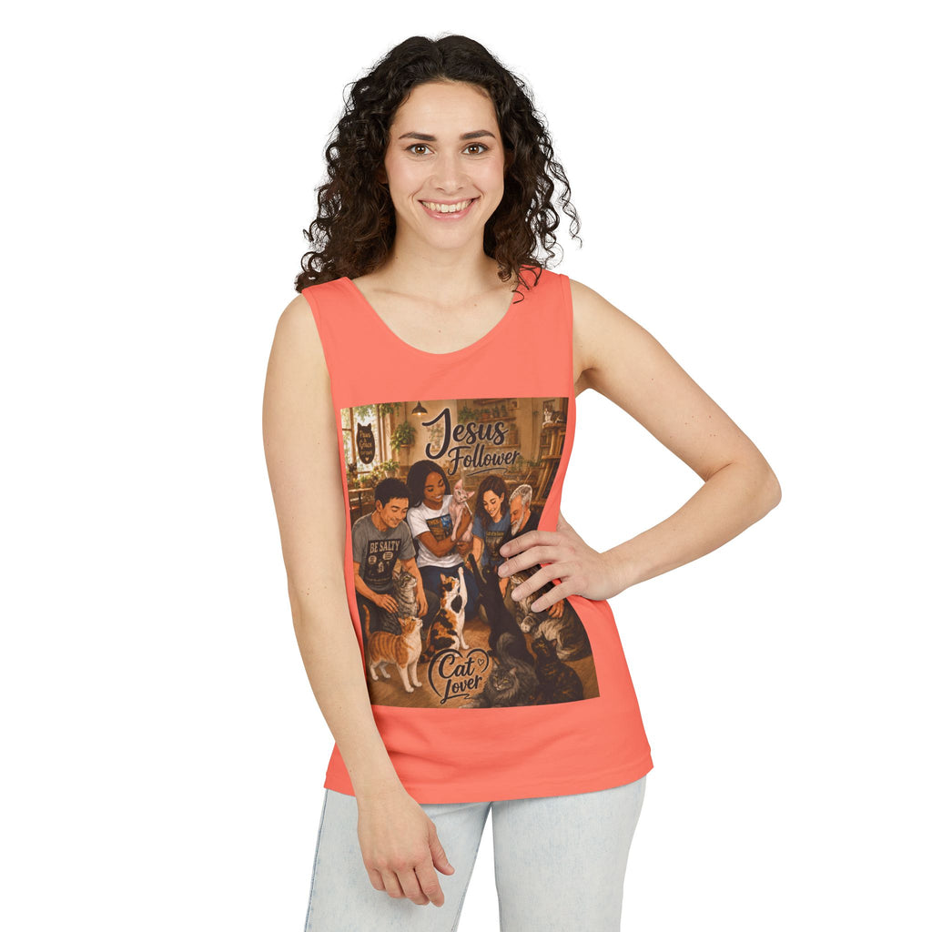 Jesus Follower Cat Lover Tank Top — Christian Pet Lover Graphic Tank