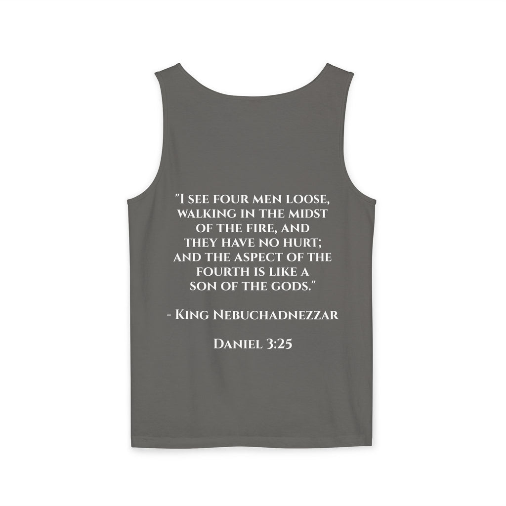 'Not Alone' Tank Top — Jesus with Four Men, Daniel 3:25 Scripture Tank