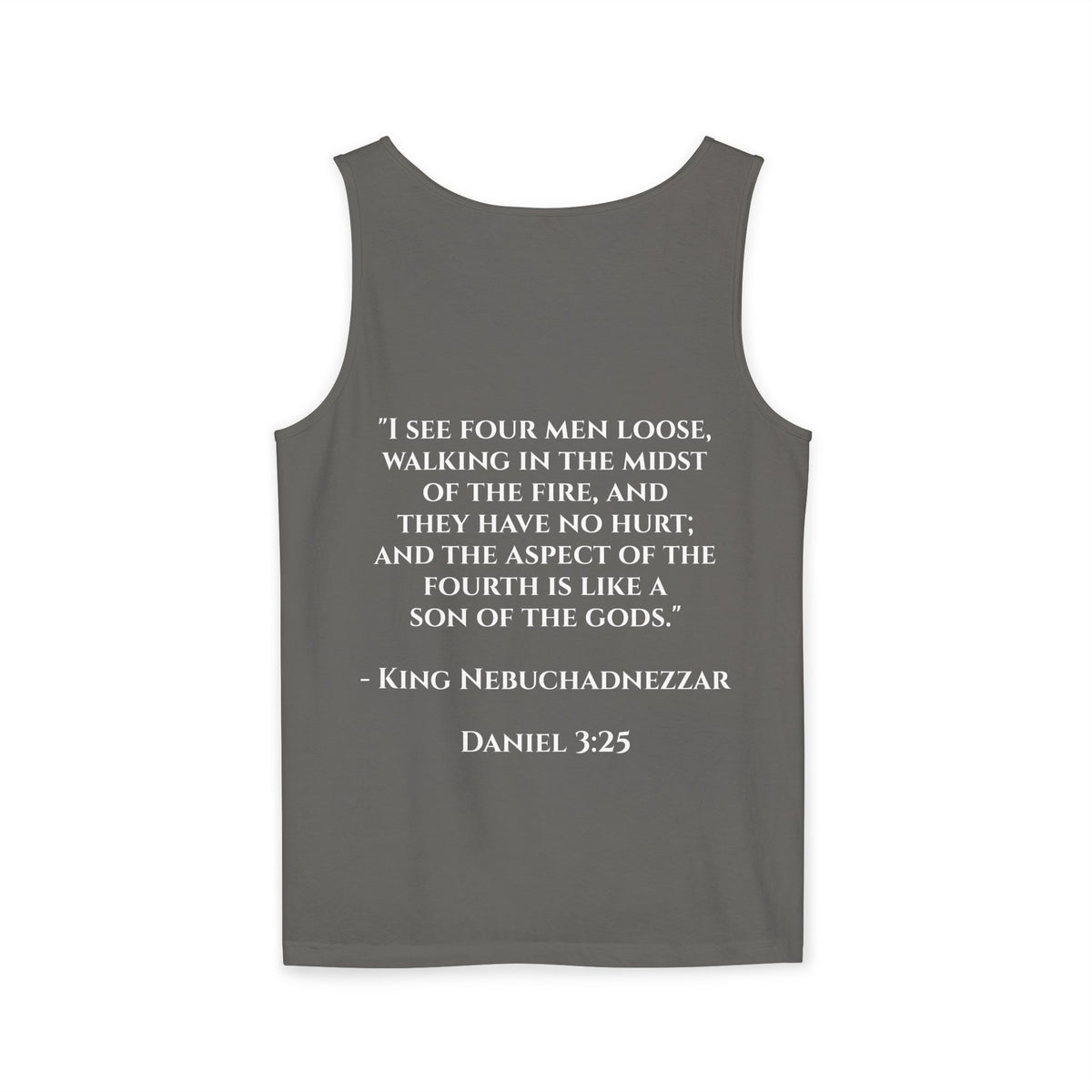 'Not Alone' Tank Top — Jesus with Four Men, Daniel 3:25 Scripture Tank