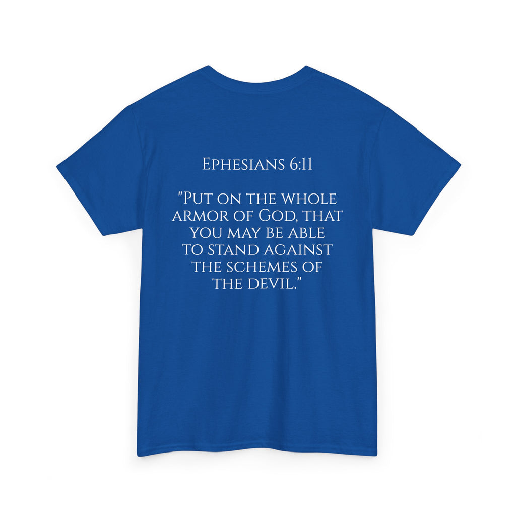 "Light Defeats Darkness" October Holliday Line edition T-Shirt — "Darkness Appeared He Need It Not" Graphic Tee (Ephesians 6:11)