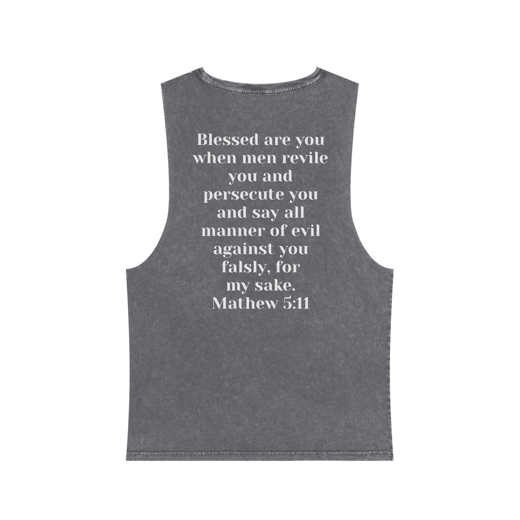Cult of the Nazarene Tank Top – Vintage Stonewash Christian Scripture (Acts 24:5 / Matthew 5:11)