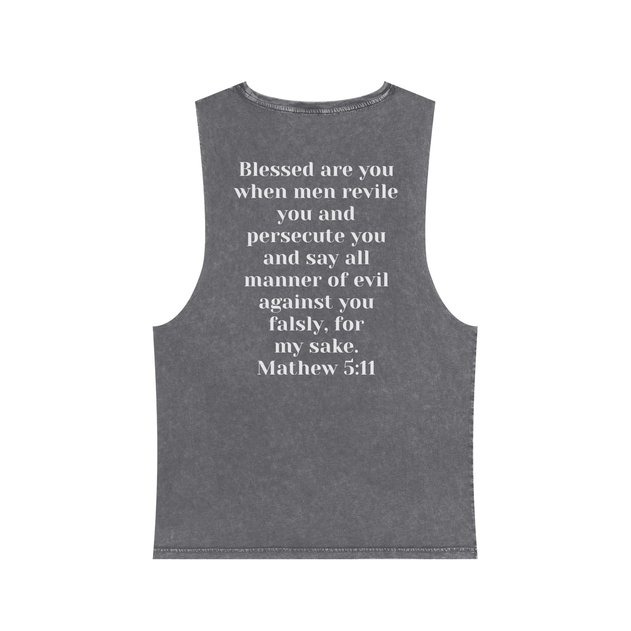 Cult of the Nazarene Tank Top – Vintage Stonewash Christian Scripture (Acts 24:5 / Matthew 5:11)