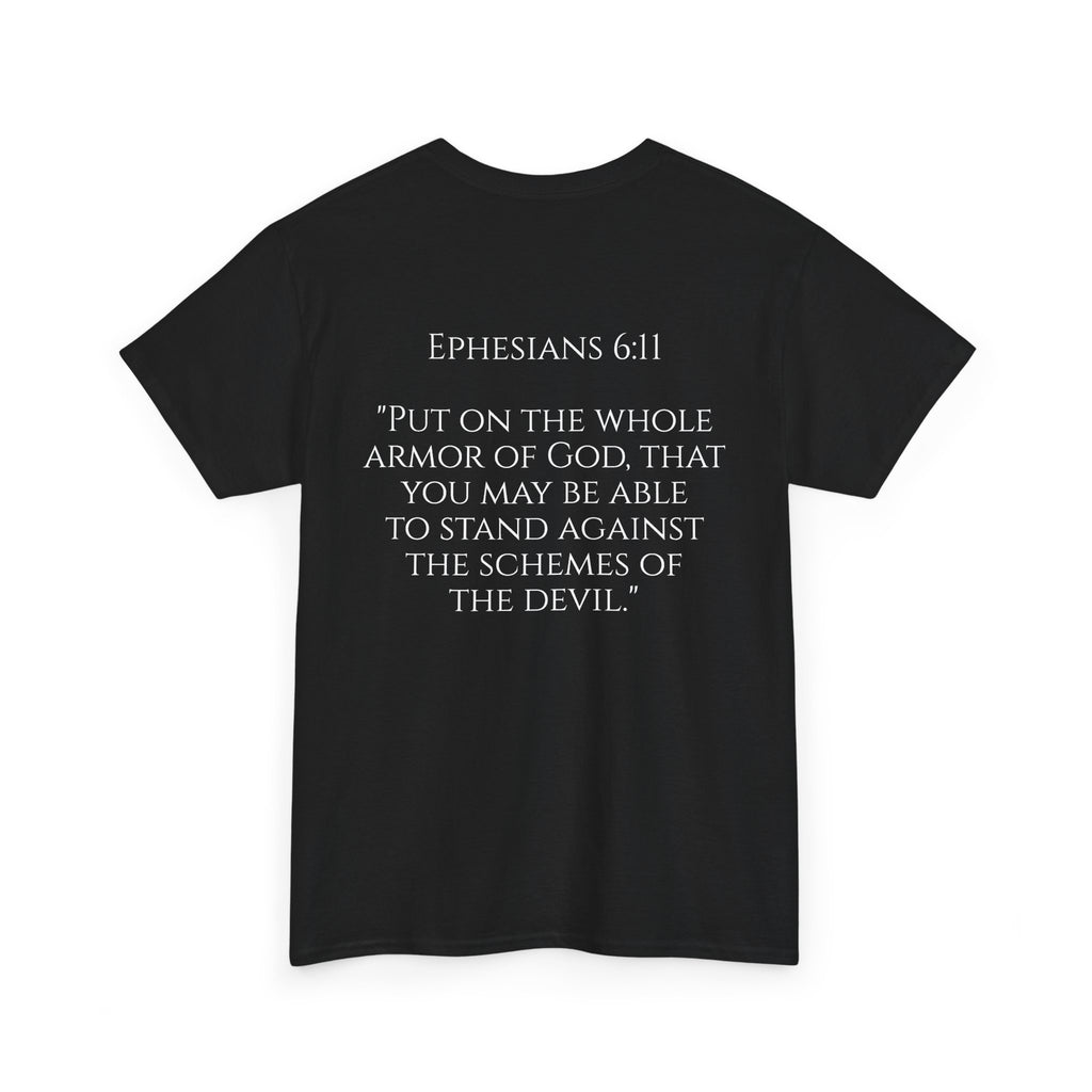 "Light Defeats Darkness" October Holliday Line edition T-Shirt — "Darkness Appeared He Need It Not" Graphic Tee (Ephesians 6:11)