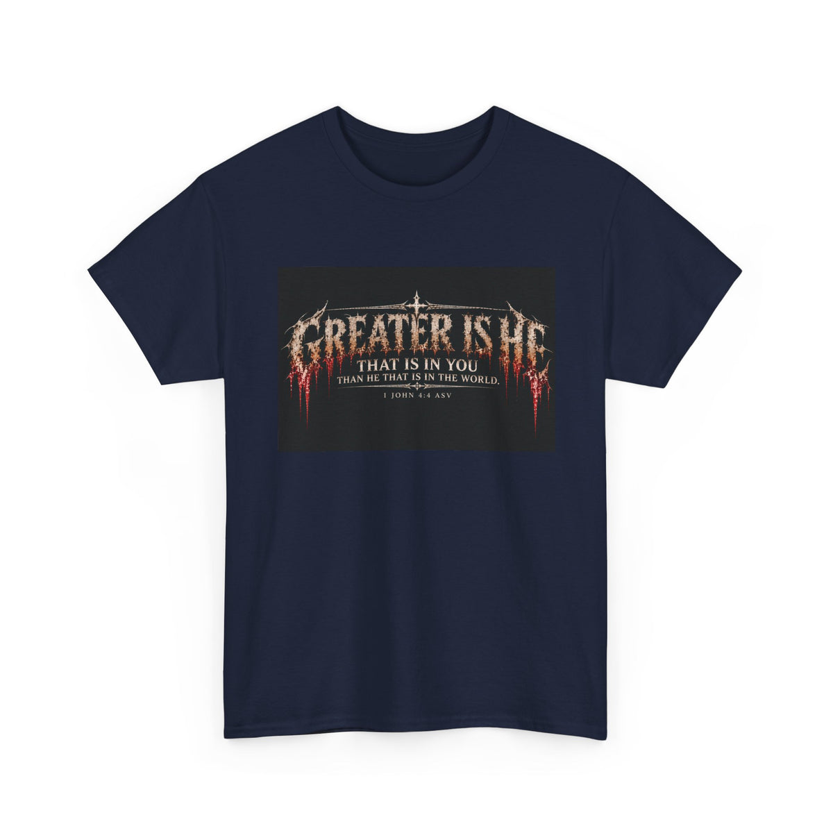 "Greater Is He" October Holliday line Edition Cross Faith Christian Graphic Tee - T-Shirt