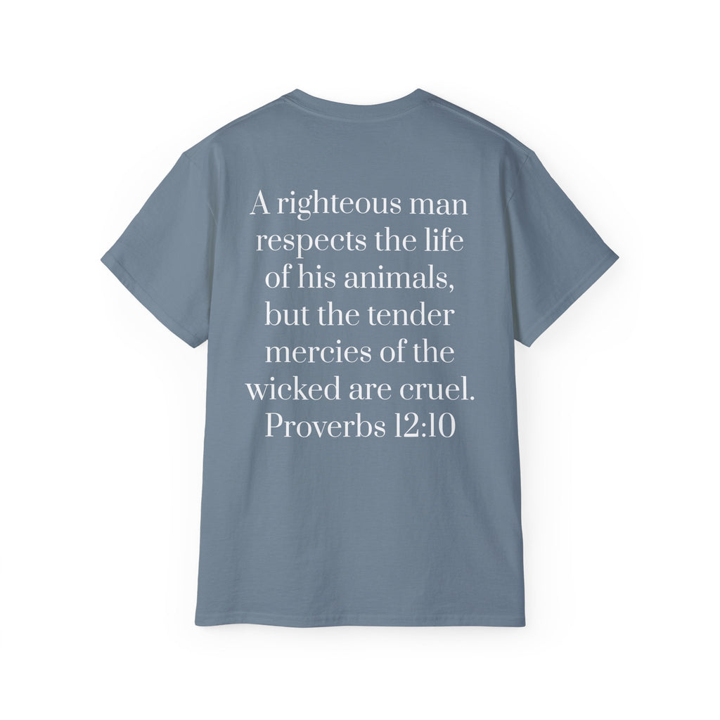 Jesus Follower Dog Lover T-Shirt — Proverbs 12:10 Dog adoption Faith Tee