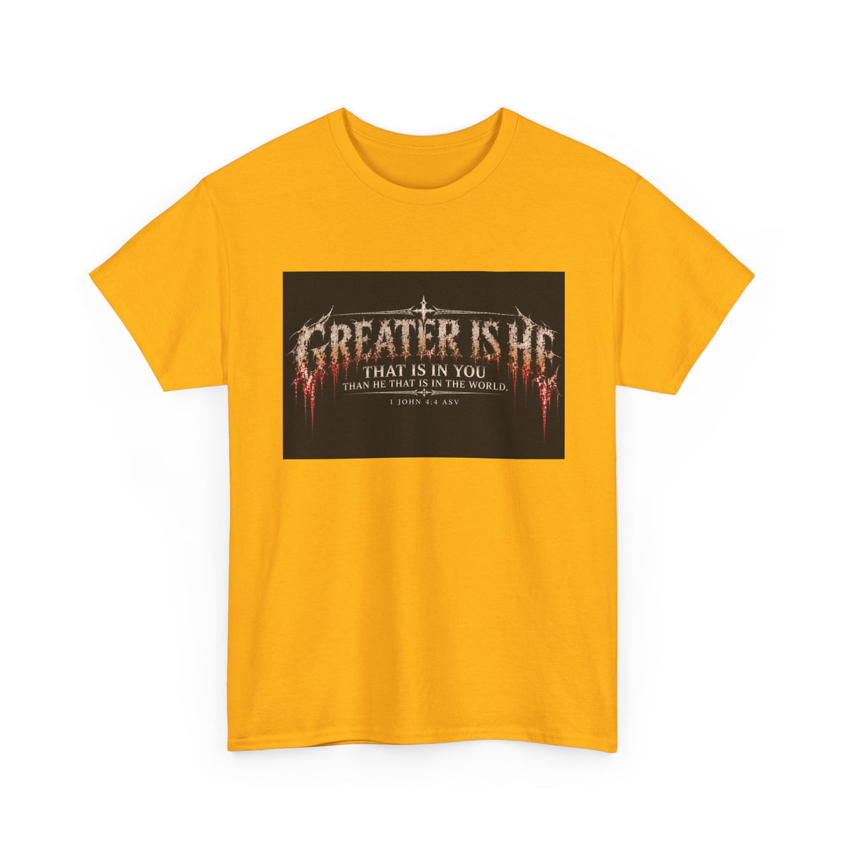 "Greater Is He" October Holliday line Edition Cross Faith Christian Graphic Tee - T-Shirt
