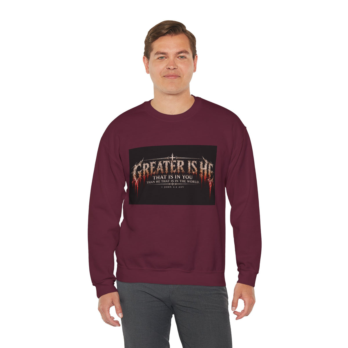 "Greater Is He" Holiday October Edition Cross Design