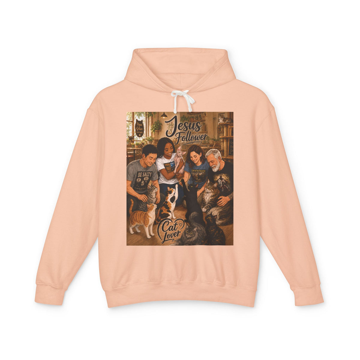 Cat Lover Jesus Follower Hoodie — Proverbs 12:10 Christian Pet Sweatshirt