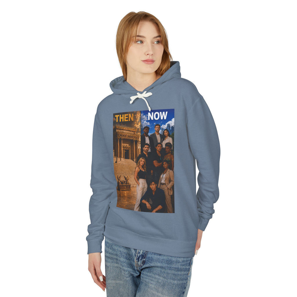 Then & Now Hoodie non-animated — 'You Are the Temple' 2 Corinthians 6:16 Christian Pullover