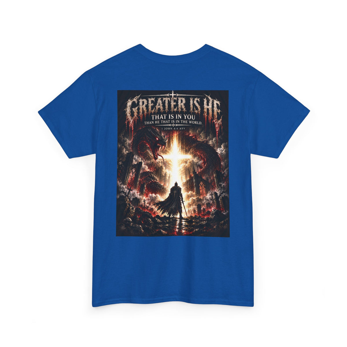 "Greater Is He" October Holliday line Edition Cross Faith Christian Graphic Tee - T-Shirt