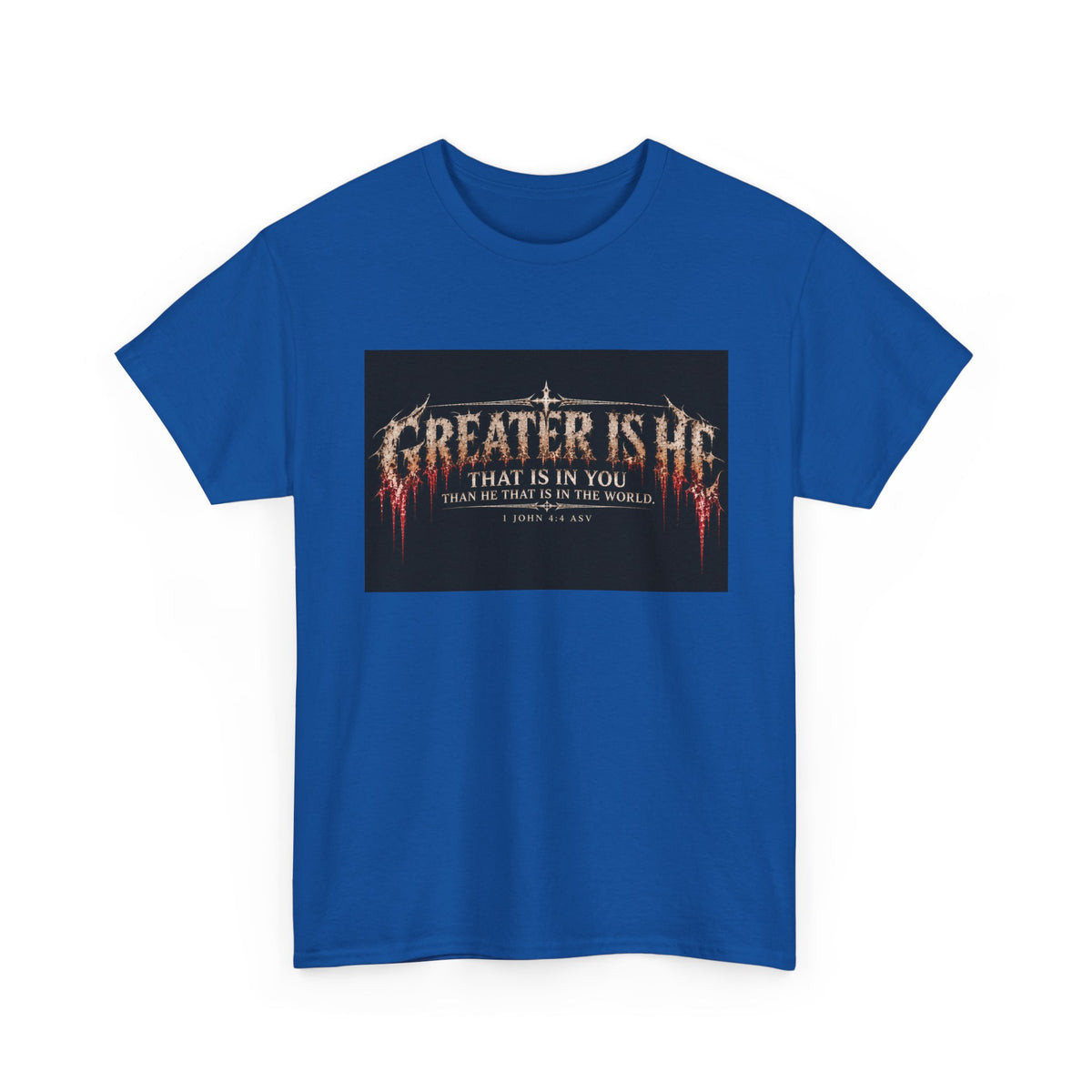 "Greater Is He" October Holliday line Edition Cross Faith Christian Graphic Tee - T-Shirt