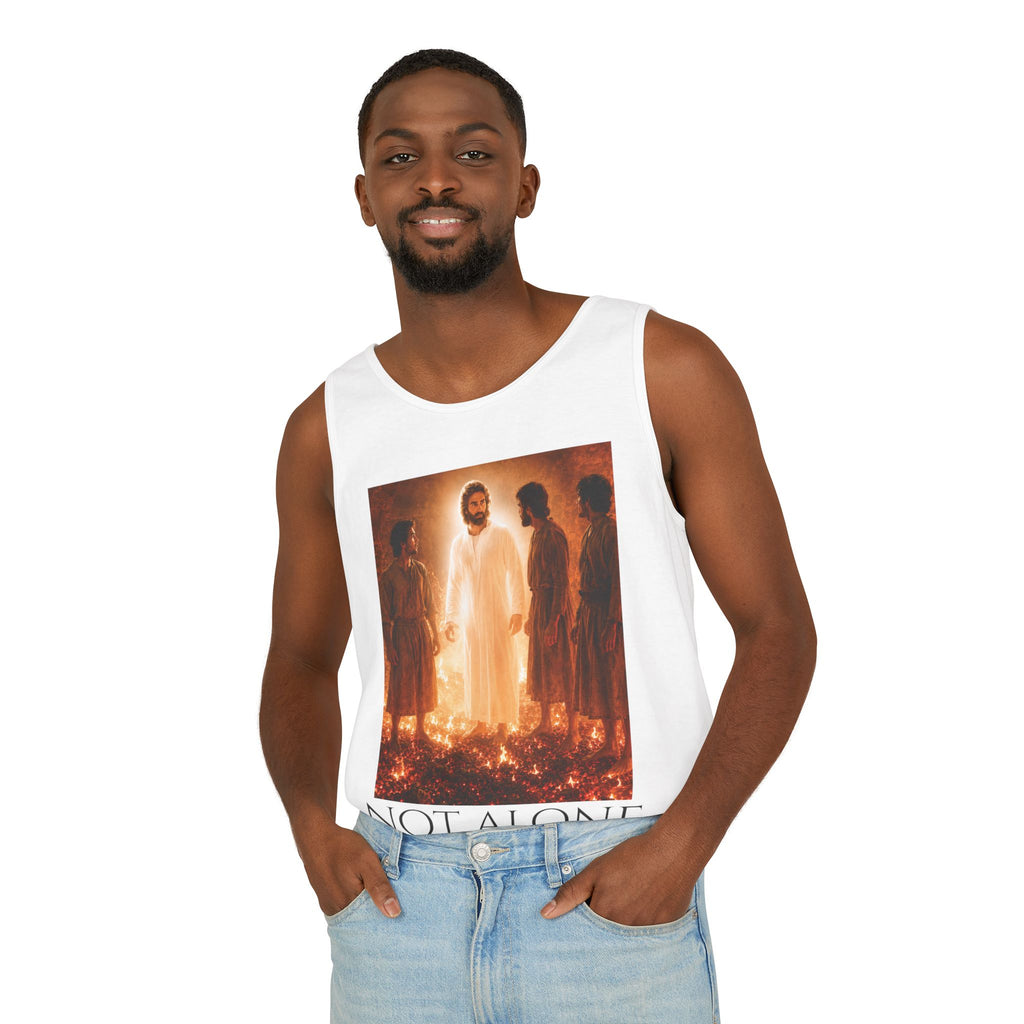 'Not Alone' Tank Top — Jesus with Four Men, Daniel 3:25 Scripture Tank