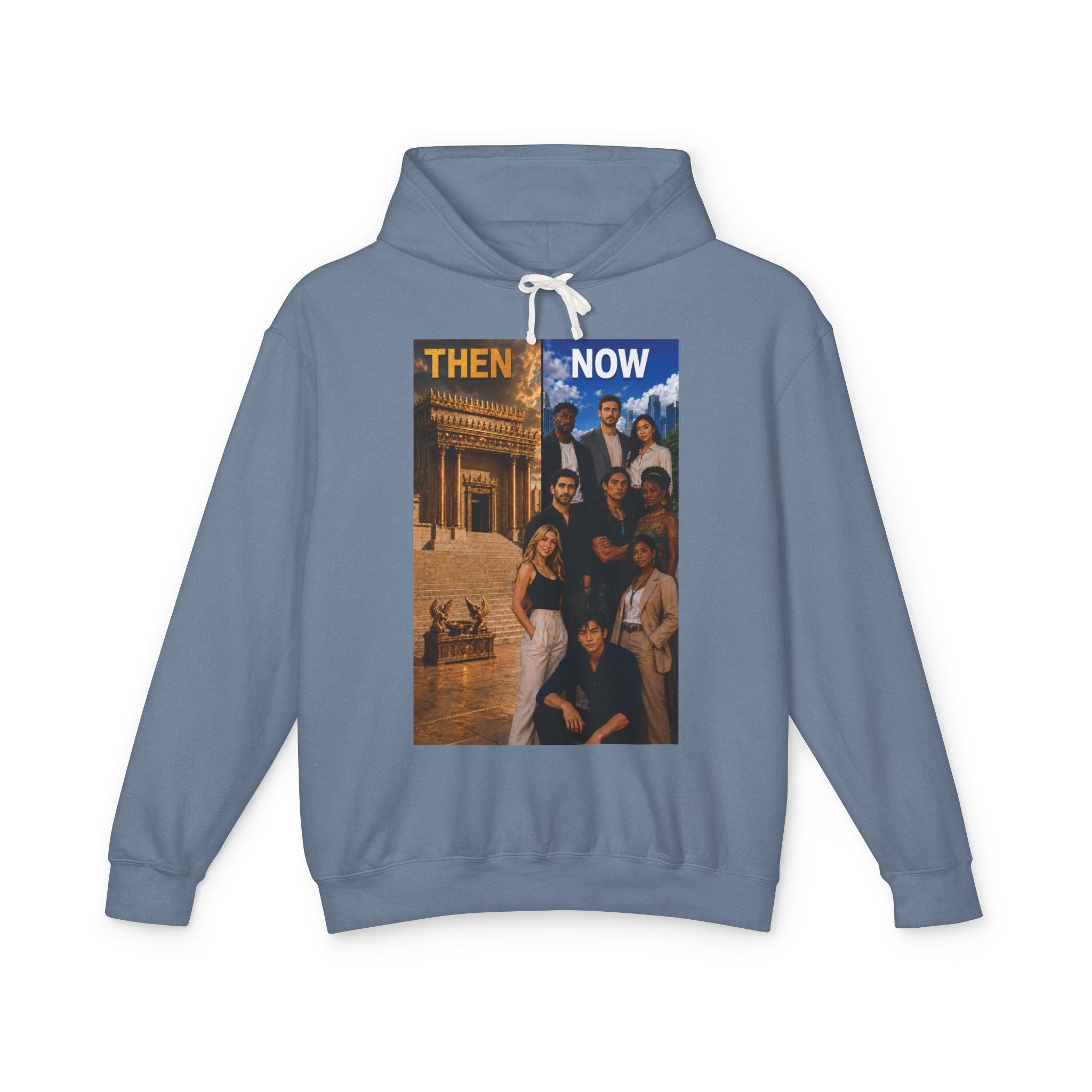 Then & Now Hoodie non-animated — 'You Are the Temple' 2 Corinthians 6:16 Christian Pullover