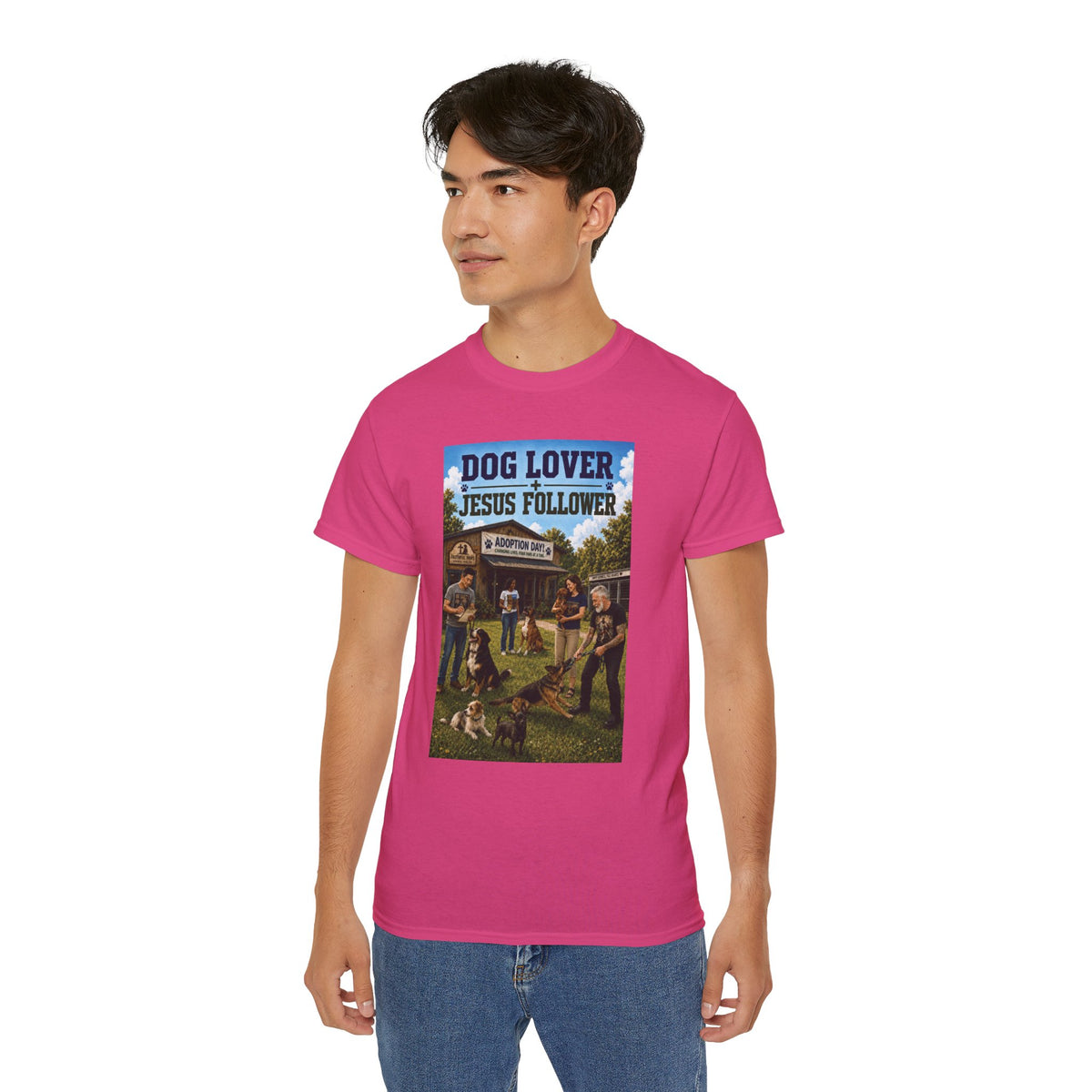 Jesus Follower Dog Lover T-Shirt — Proverbs 12:10 Dog adoption Faith Tee