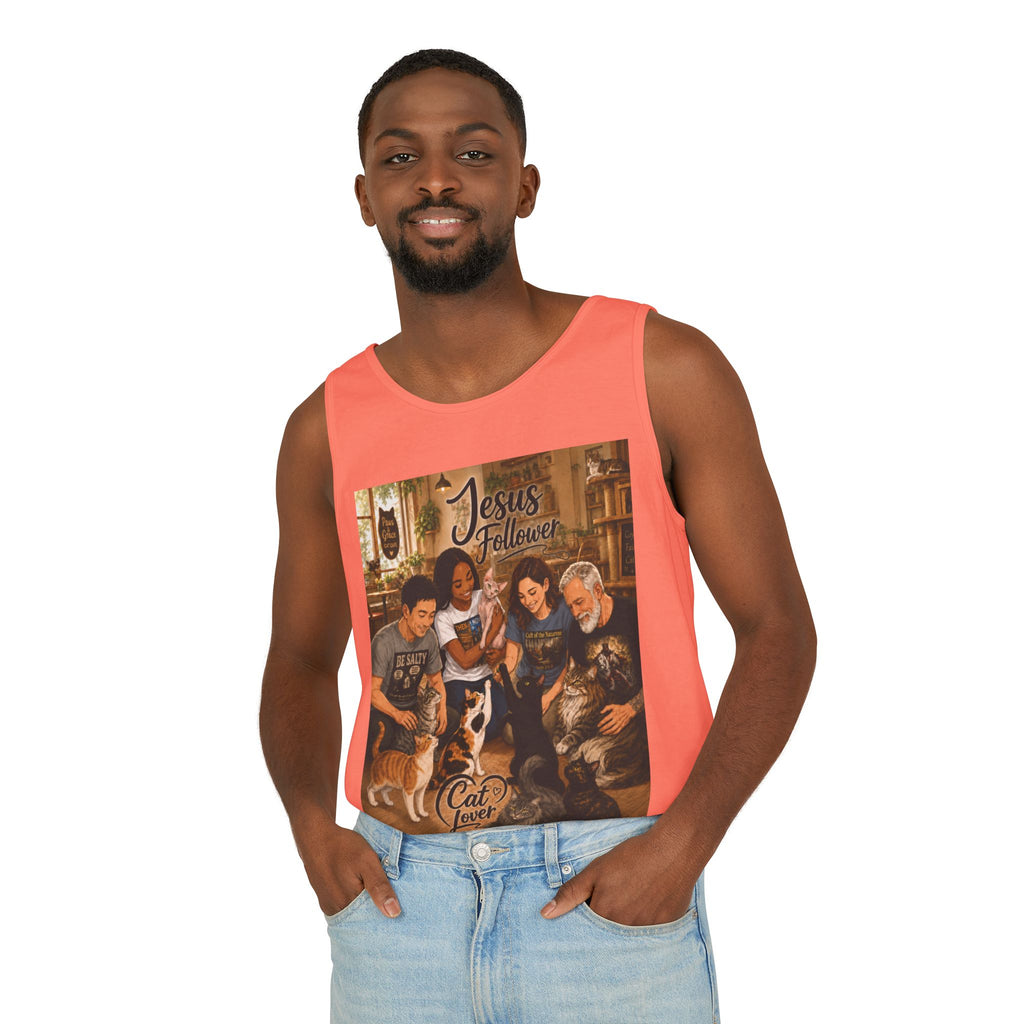 Jesus Follower Cat Lover Tank Top — Christian Pet Lover Graphic Tank