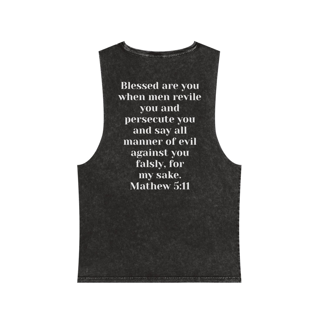 Cult of the Nazarene Tank Top – Vintage Stonewash Christian Scripture (Acts 24:5 / Matthew 5:11)