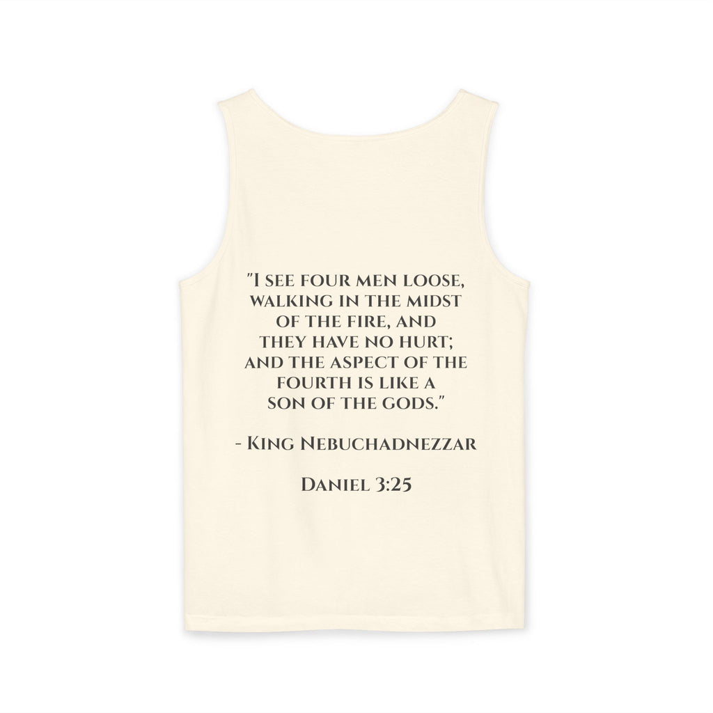 'Not Alone' Tank Top — Jesus with Four Men, Daniel 3:25 Scripture Tank