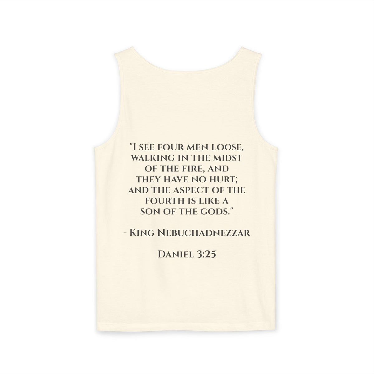 'Not Alone' Tank Top — Jesus with Four Men, Daniel 3:25 Scripture Tank