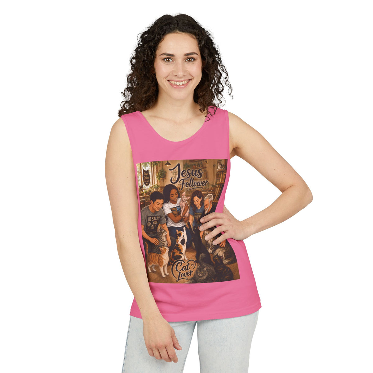 Jesus Follower Cat Lover Tank Top — Christian Pet Lover Graphic Tank