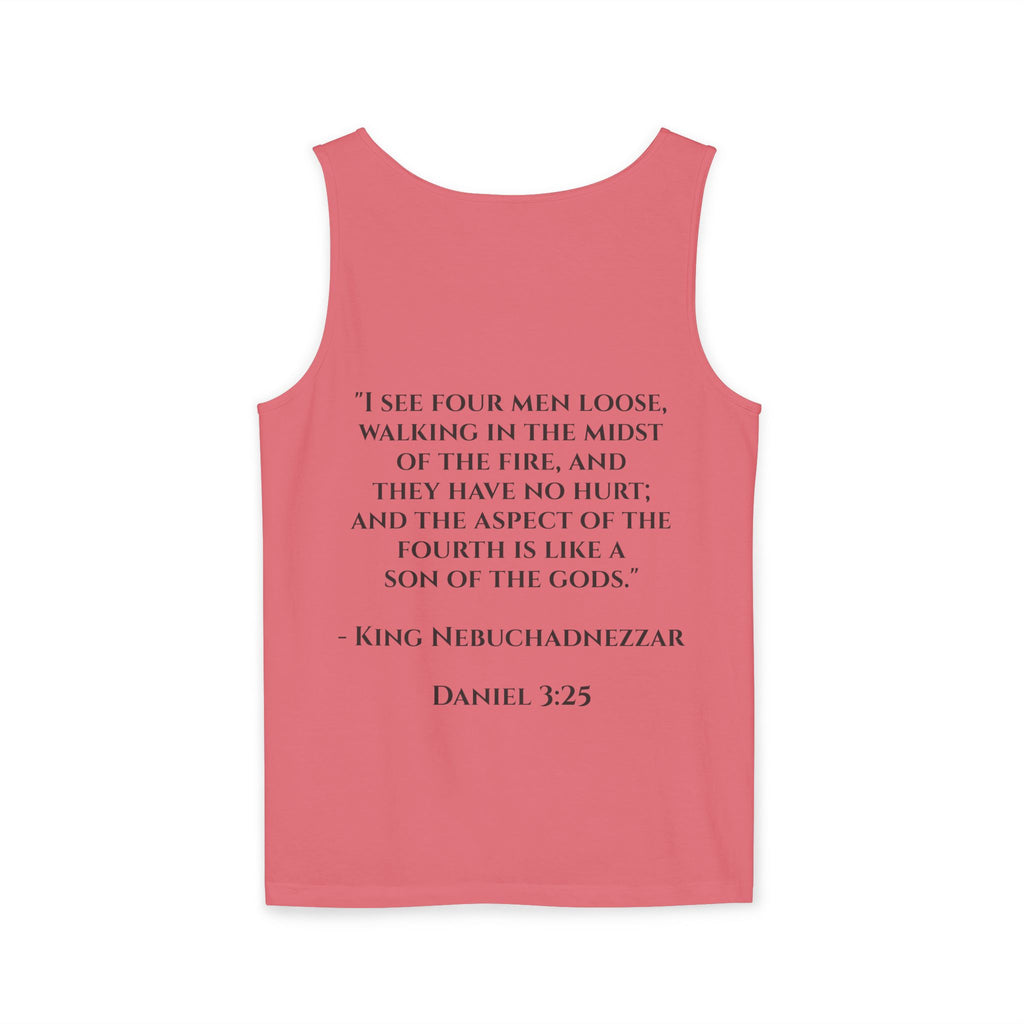 'Not Alone' Tank Top — Jesus with Four Men, Daniel 3:25 Scripture Tank
