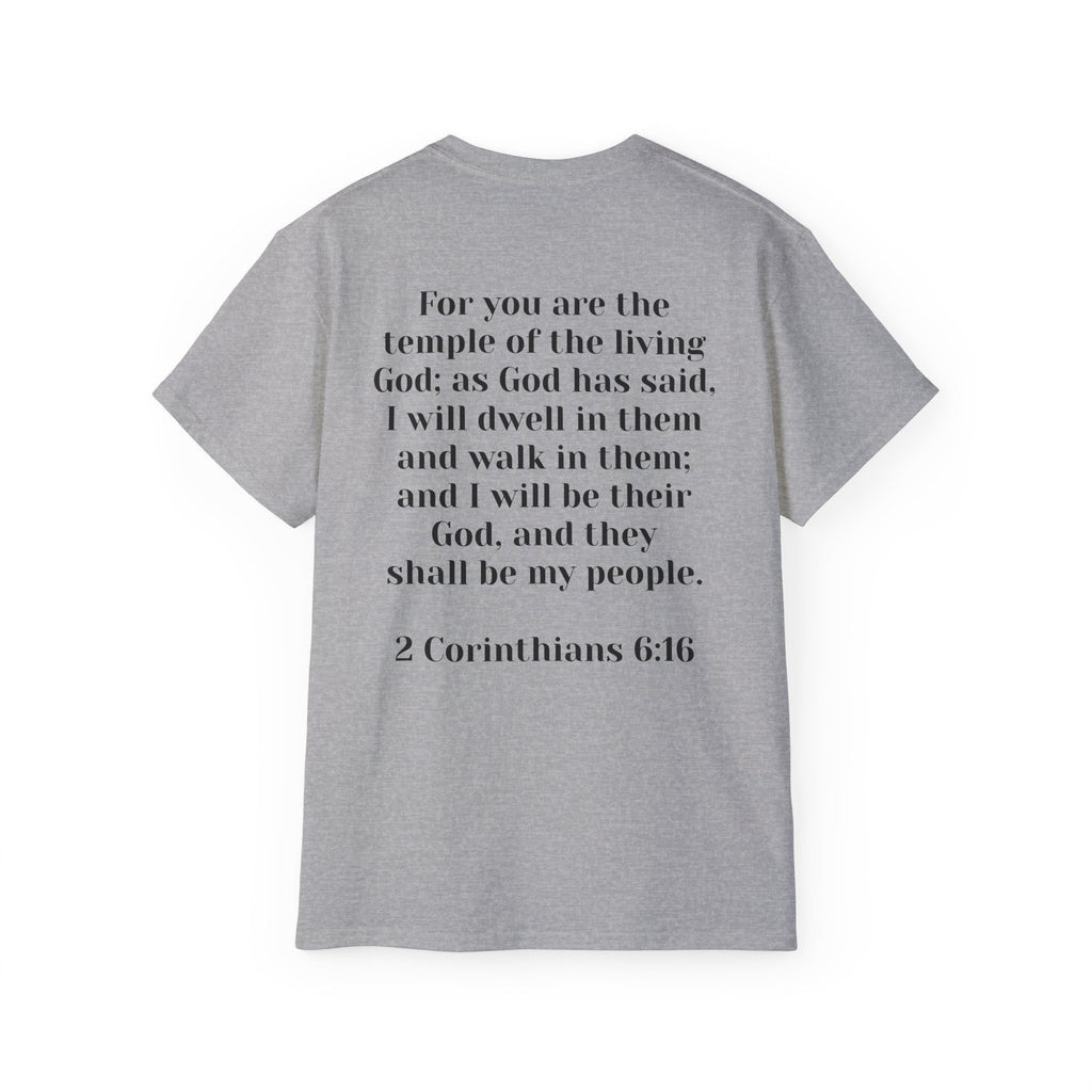 Then & Now non-animated Christian Graphic Tee — 2 Corinthians 6:16 Bible Verse Shirt